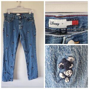 DISNEY × TOMMY HILFIGER | embroidered jeans Mickey Mouse men sz 33/30